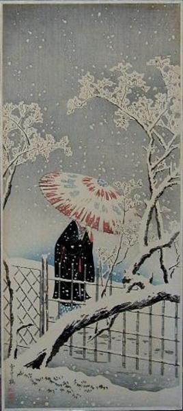 Shotei Takahashi: Plum blossom in snow - Japanese Art Open Database