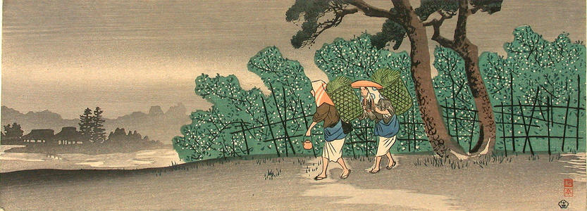 Shotei Takahashi: Tea pickers - Japanese Art Open Database