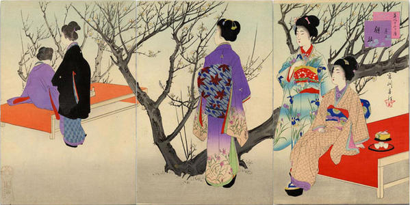 Miyagawa Shuntei: February — 其二 観梅 - Japanese Art Open Database