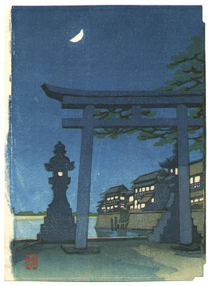 Tadamasa Ueno: Torii Gate in a Moonlit Night - Japanese Art Open Database