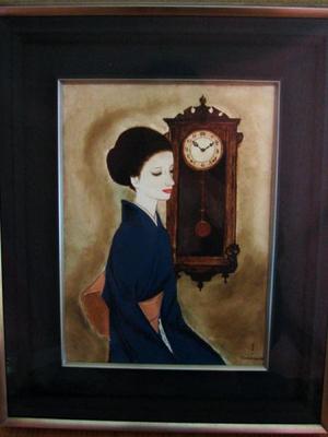 Takasawa Keiichi: Clock and Beauty- oil painting - Japanese Art Open Database