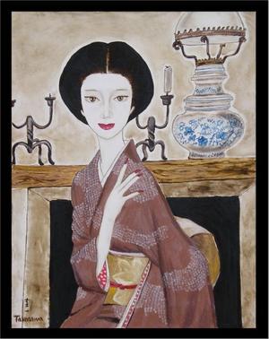 Takasawa Keiichi: Wife and Lamp — 夫人とランプ - Japanese Art Open Database