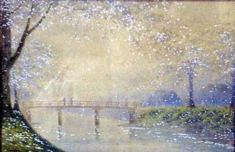 Takeda S: Landscape Cherry Blossoms - Japanese Art Open Database