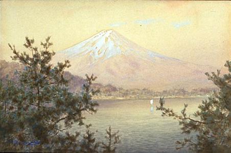 Terauchi: Mt Fuji and Lake with Sailboat - Japanese Art Open Database