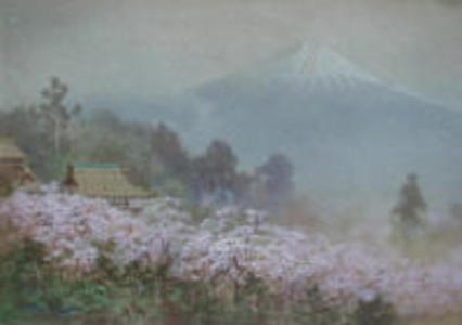 Terauchi Fukutaro: Mt Fuji from Village in Spring - Japanese Art Open Database
