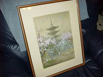 Terauchi Fukutaro: Pagoda Spring Cherry - Japanese Art Open Database