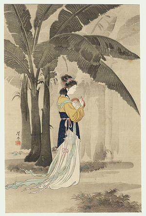 Tsukioka Kogyo: Chinese Lady under Banana Trees - Japanese Art Open Database
