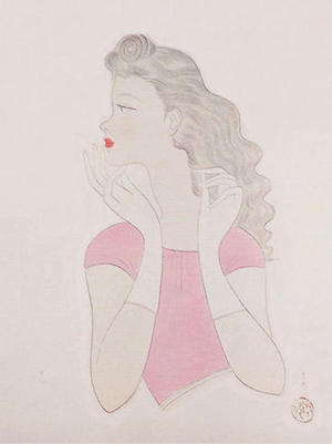 Togo Seiji: In a Pink Top - Japanese Art Open Database