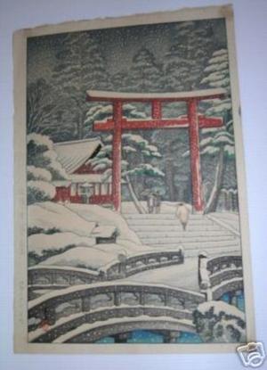Toko: Snow at a Shrine (Suizenji in Kumamoto) — 社頭の雪（熊本水前寺） - Japanese Art Open Database