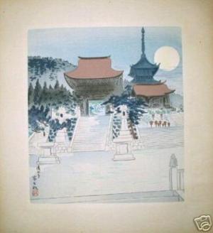 徳力富吉郎: Full Moon Viewed at the Temple Kiyomizu - Japanese Art Open Database