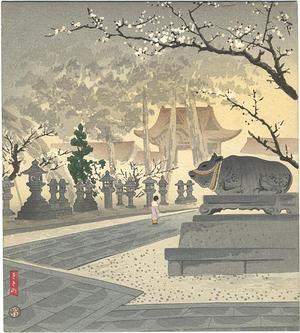 徳力富吉郎: Plum Trees at Kitano Shrine — 北野神社の梅 - Japanese Art Open Database