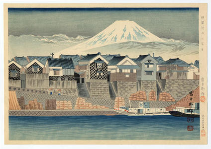 徳力富吉郎: Fuji from the mouth of a river at Numazu — Numazu Kako no Fuji - Japanese Art Open Database