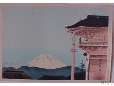 徳力富吉郎: Fuji viewed from the Moto-zenkoji Temple in Kofu — 甲府元善光寺の冨士 - Japanese Art Open Database
