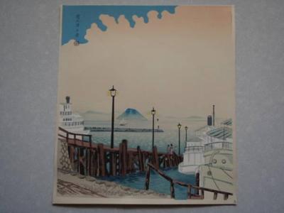 Tokuriki Tomikichiro: Evening View of Hamaotsu — 浜大津夕景 - Japanese Art Open Database