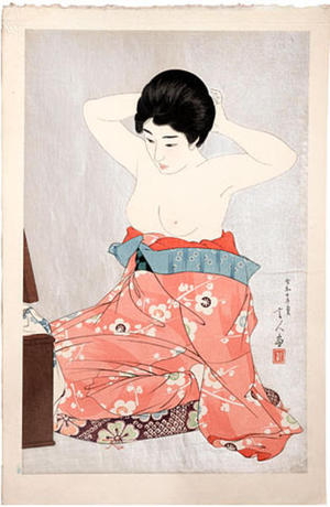 Torii Kotondo: Make-up (At the Mirror) — 化粧 - Japanese Art Open Database