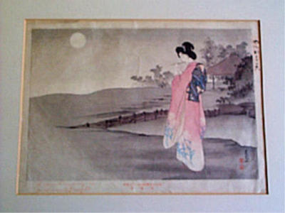 水野年方: A melody on a moonlit night - Japanese Art Open Database