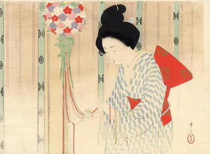 水野年方: Flower scent ball - Japanese Art Open Database