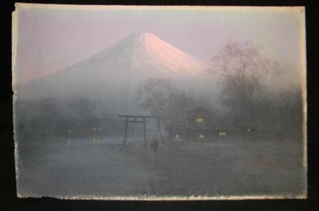 Tosuke S: Town by Fuji at Dawn - Japanese Art Open Database