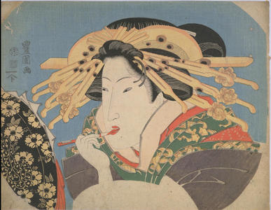 Utagawa Toyokuni I: Rouge (Fan Print) — 口紅 - Japanese Art Open Database