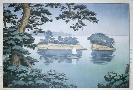 風光礼讃: Spring Rain at Matsushima - Japanese Art Open Database