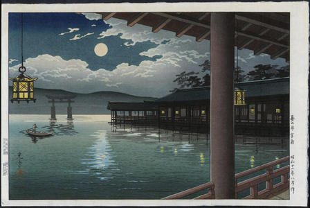 風光礼讃: Summer Moon at Miyajima - Japanese Art Open Database