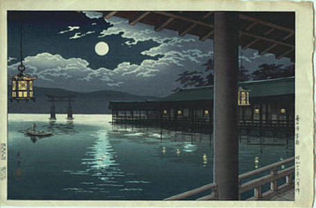 風光礼讃: Summer Moon at Miyajima - Japanese Art Open Database 