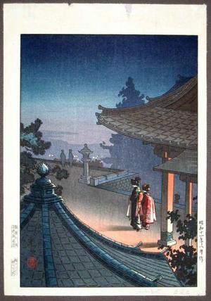 風光礼讃: Evening at Mii Temple - Japanese Art Open Database