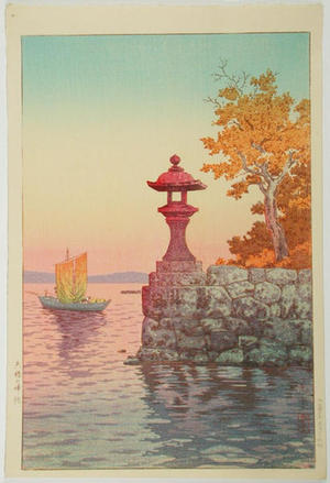 Tsuchiya Koitsu: Fishing Boat Returning at Sunset, Yabase — 矢橋の帰帆 - Japanese Art Open Database
