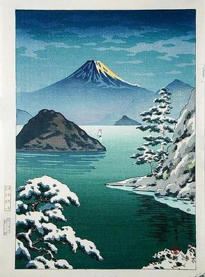 風光礼讃: Fuji from Mitsuhama (Mito) in Snow - Japanese Art Open Database