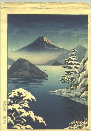 Tsuchiya Koitsu: Fuji from Mitsuhama (Mito) in Snow - Japanese Art Open Database