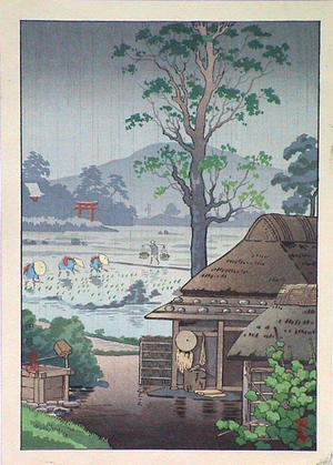 風光礼讃: Rice planting - Taue — 田植え - Japanese Art Open Database