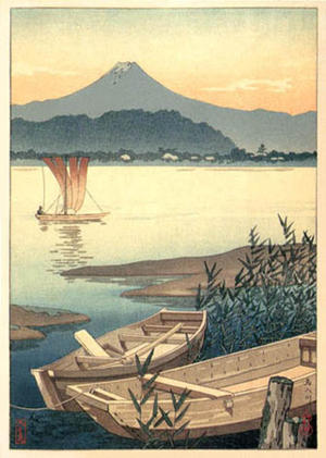 風光礼讃: Rowboats on River - Japanese Art Open Database
