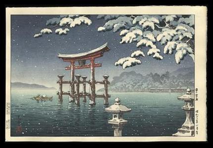 風光礼讃: Snow at Miyajima - Japanese Art Open Database