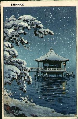風光礼讃: Snow at Ukimido, Katata - Japanese Art Open Database