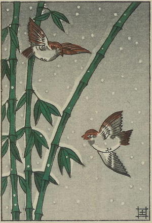 Tsuchiya Koitsu: Sparrows - Japanese Art Open Database