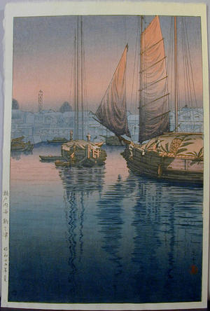 風光礼讃: Sunset at Tomonotsu, Inland Sea - Japanese Art Open Database