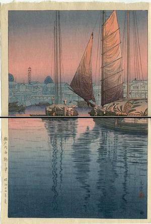 Tsuchiya Koitsu: Sunset at Tomonotsu, Inland Sea - Japanese Art Open Database