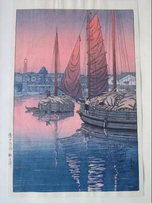 風光礼讃: Sunset at Tomonotsu, Inland Sea - variant - Japanese Art Open Database