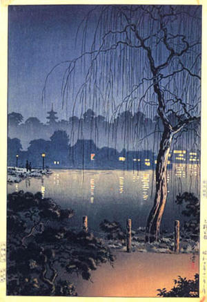風光礼讃: Evening at Ueno Park - Japanese Art Open Database