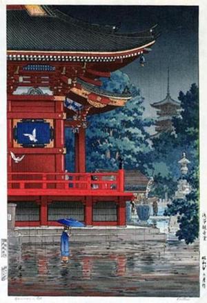 風光礼讃: Rain at Asakusa Kannon Temple - Japanese Art Open Database