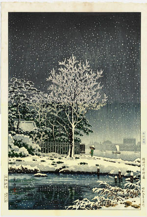風光礼讃: Snow on Sumida River - Japanese Art Open Database