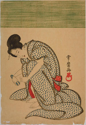 Tsunemaro Kitagawa: oman Clipping Her Nails - Japanese Art Open Database