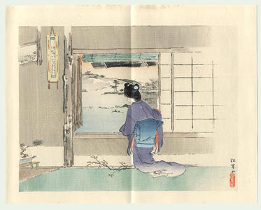 Uemura Shoen: Bijin enjoying the view - Japanese Art Open Database