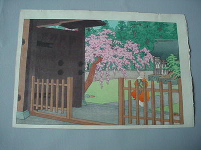 無款: Temple Gate in Spring - Japanese Art Open Database