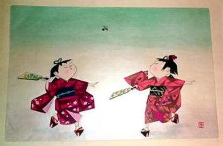無款: Unknown, Catching Fireflies - Japanese Art Open Database