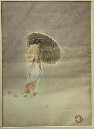 無款: Woman with umbrella - Japanese Art Open Database