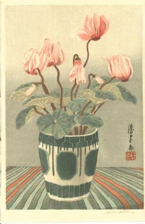 Urushibara Mokuchu: Cyclamen growing in a decorated pot - Japanese Art Open Database