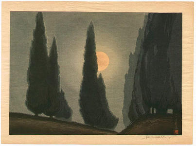 Urushibara Mokuchu: Trees in Moonlight - Japanese Art Open Database