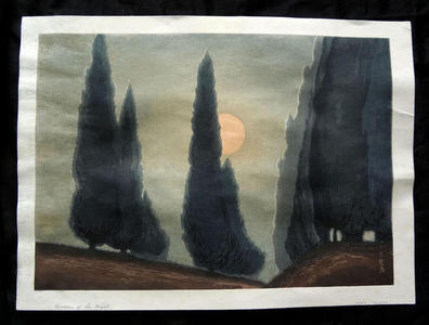 Urushibara Mokuchu: Trees in Moonlight - Japanese Art Open Database