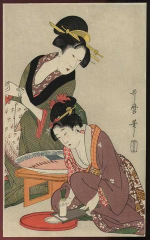 Kitagawa Utamaro: Grating a Daikon Radish - Japanese Art Open Database